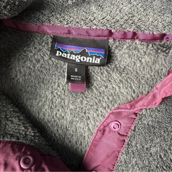 Patagonia Gray Fleece Pullover with Plum Trim - Picture 2 of 6